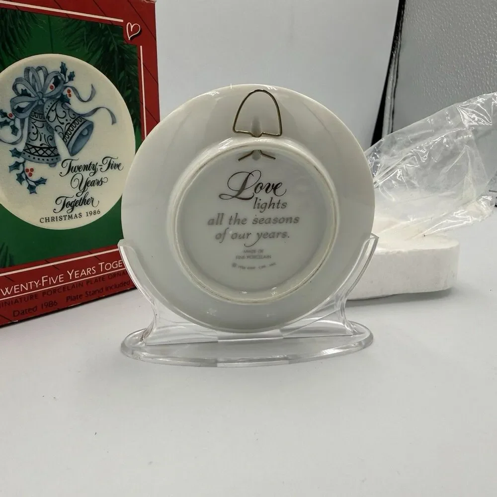 Hallmark Twenty-Five Years Together Miniature Porcelain Plate Ornament 1986